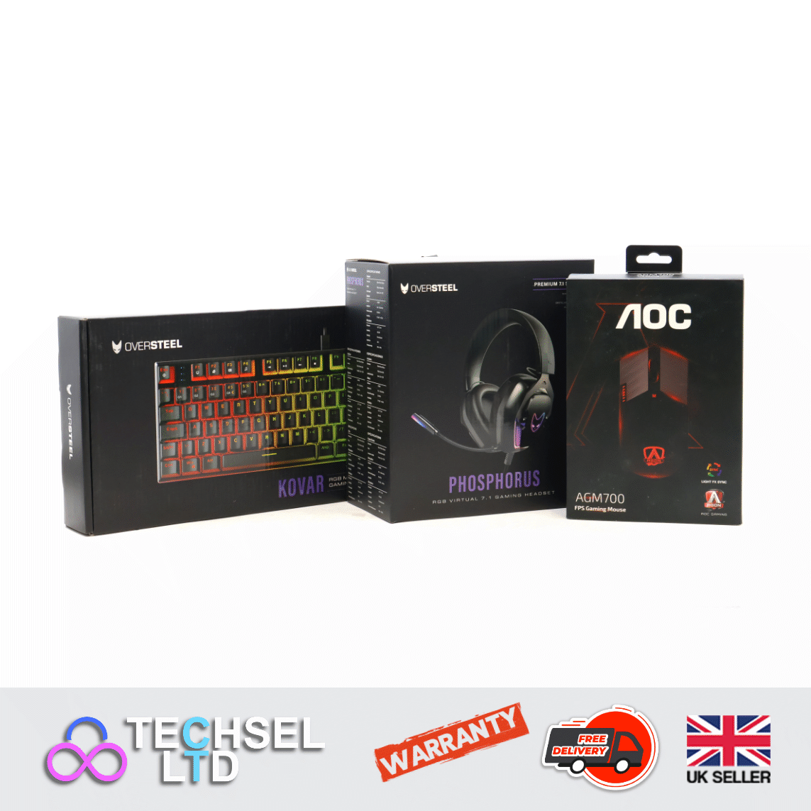 Gaming Bundle - AOC AGM700 mouse - Oversteel Phosphorus Headset, Kovar