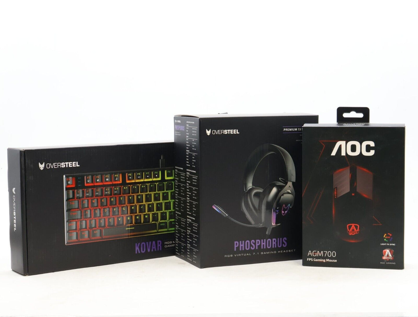 Gaming Bundle - AOC AGM700 mouse - Oversteel Phosphorus Headset, Kovar